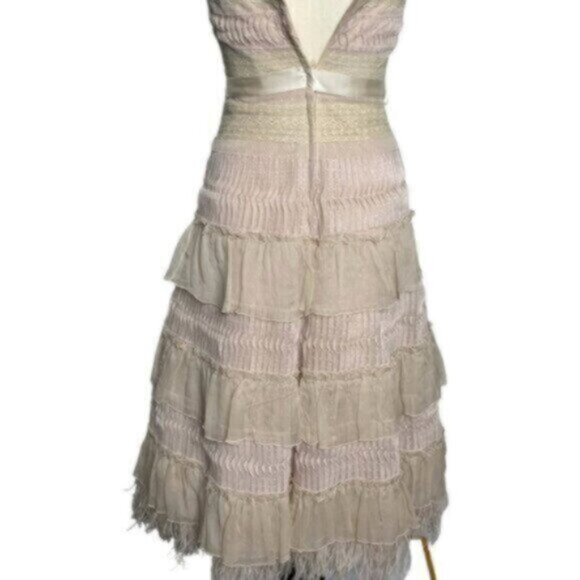 BCBGMaxAzria Elegant Strapless Feather-Trimmed Cocktail Dress - Picture 8 of 12